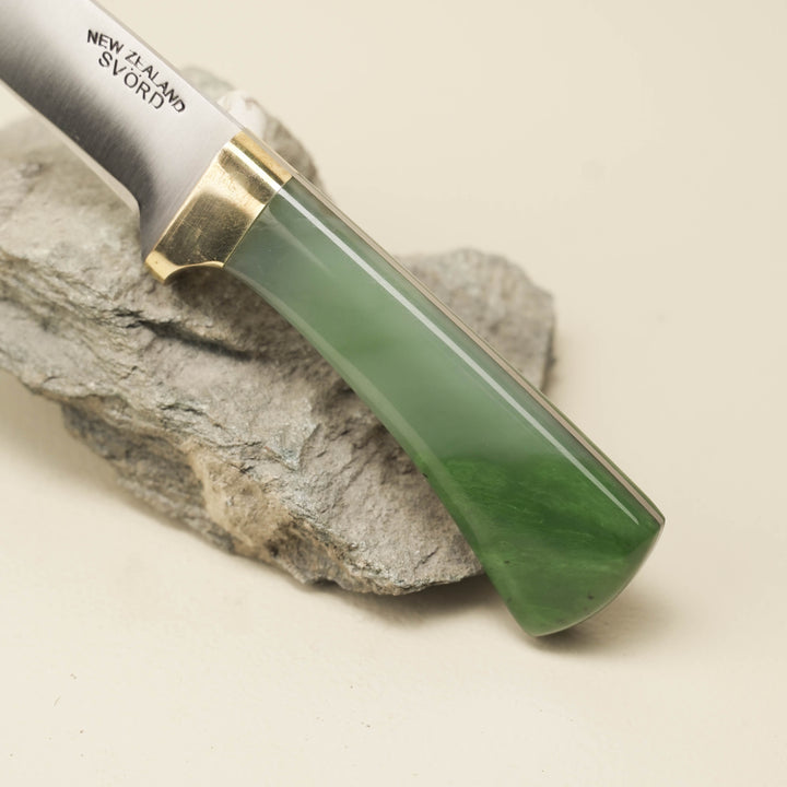 Pounamu Handle Drop Point Carbon Steel Knife