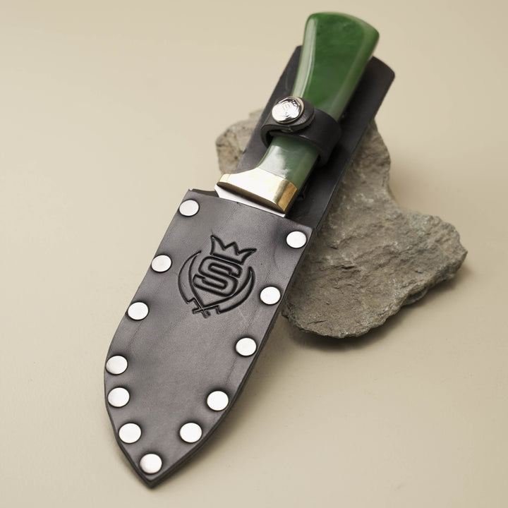 Pounamu Handle Drop Point Carbon Steel Knife