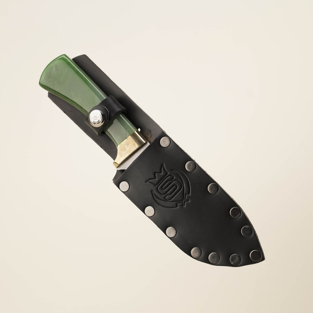 Pounamu Handle Drop Point Carbon Steel Knife