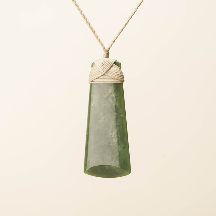 Toki Kahurangi Large Pounamu Pendant, Tan Binding