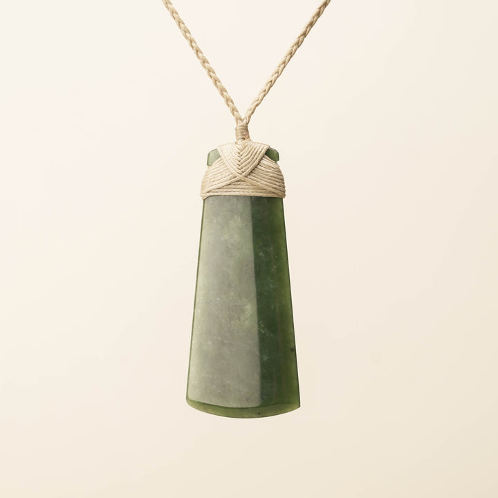 Toki Kahurangi Large Pounamu Pendant, Tan Binding