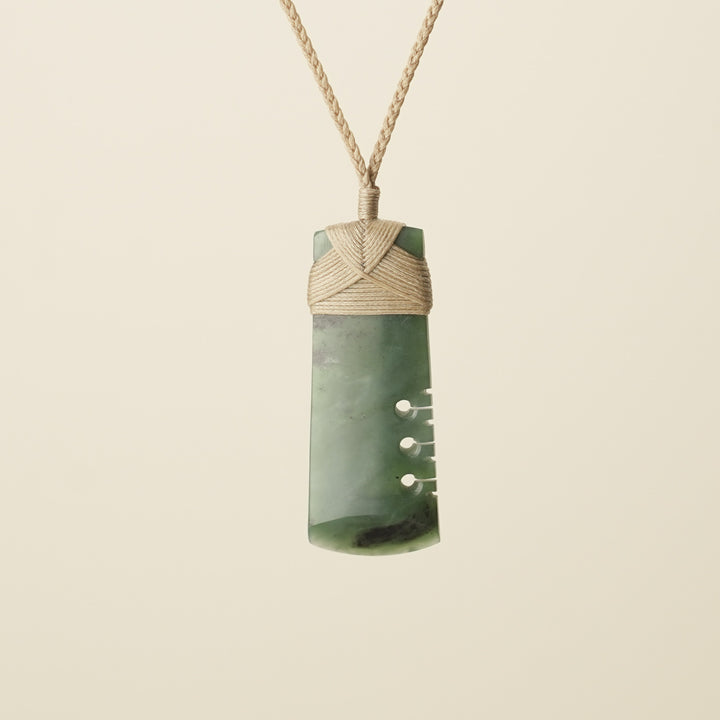Notched Toki Kawakawa Pounamu Medium Large Pendant