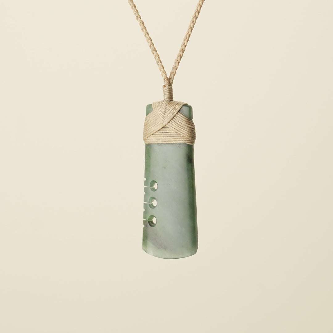 Notched Toki Kawakawa Pounamu Medium Large Pendant