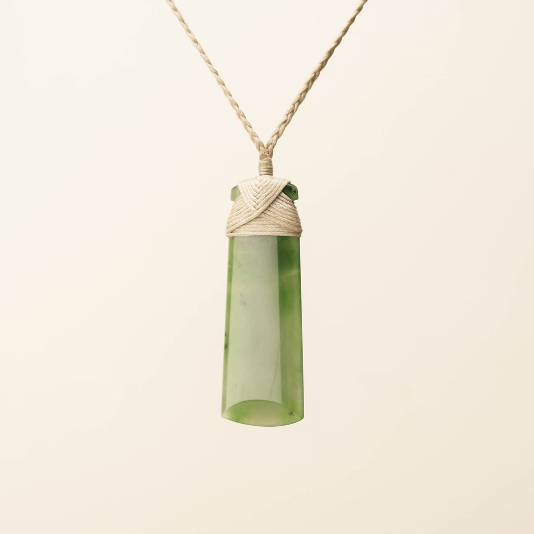 Kahurangi Medium Pounamu Toki Pendant, Tan Binding