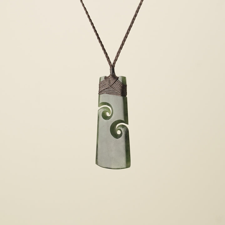 Toki with Koru Pounamu Large, Brown Binding