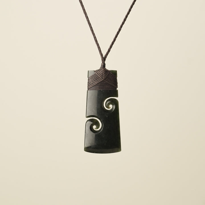 Toki with Koru Pounamu Large, Brown Binding