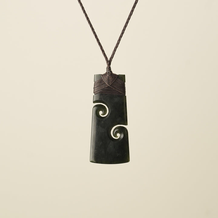 Toki with Koru Pounamu Large, Brown Binding