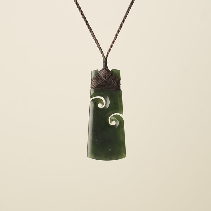 Toki with Koru Pounamu Large, Brown Binding