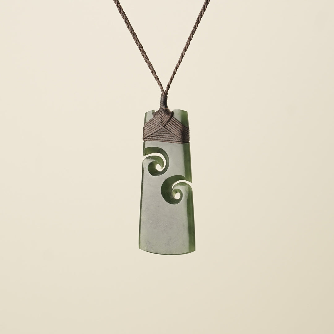 Toki with Koru Pounamu Large, Brown Binding