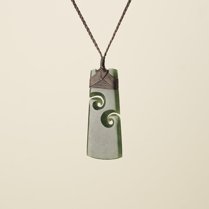 Toki with Koru Pounamu Large, Brown Binding