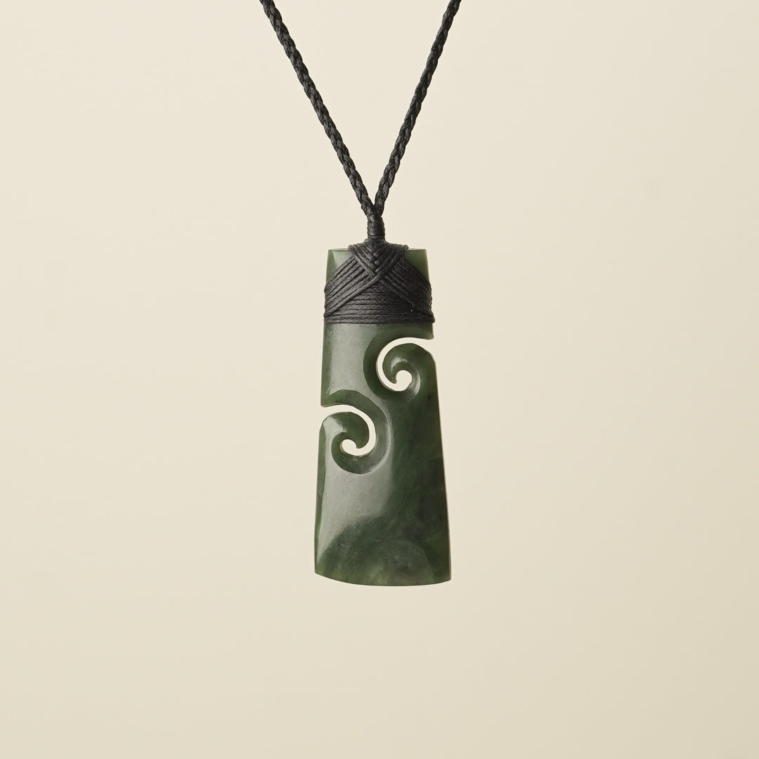 Toki with Koru Pounamu Large, Black Binding