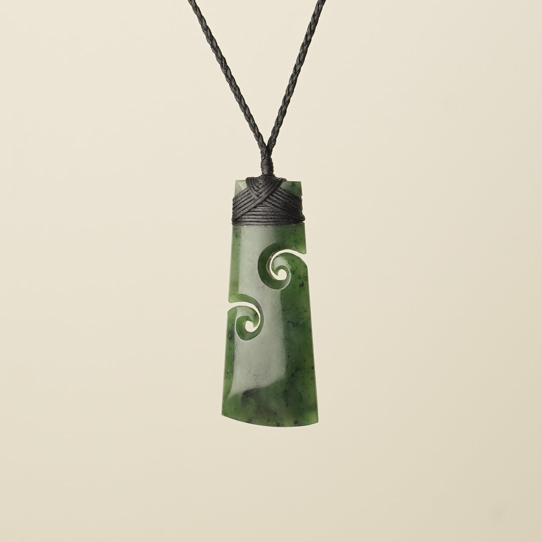 Toki with Koru Pounamu Large, Black Binding