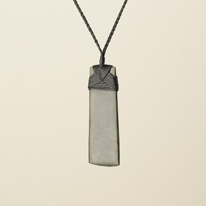 Toki Hapopo Pounamu Large Pendant, Black Binding