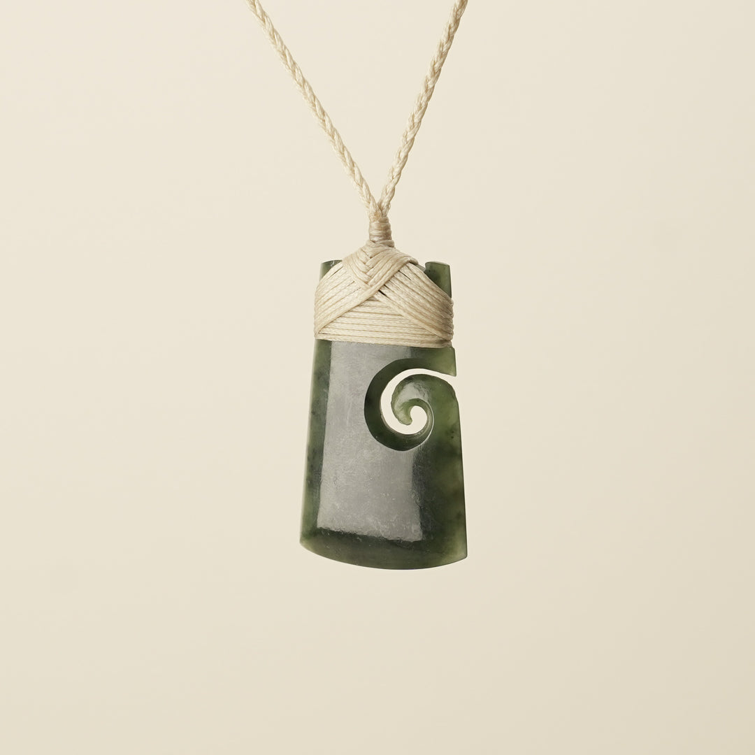 Toki with Koru Pounamu Medium, Tan Binding