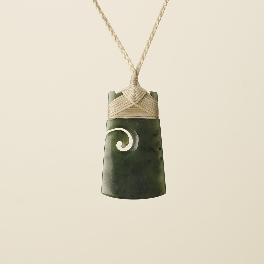 Toki with Koru Pounamu Medium, Tan Binding