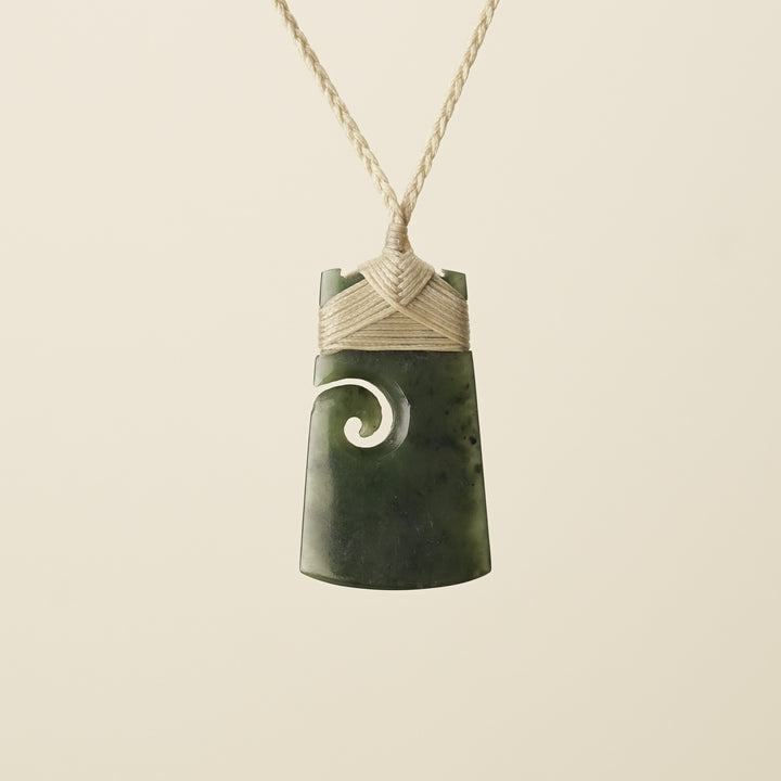 Toki with Koru Pounamu Medium, Tan Binding