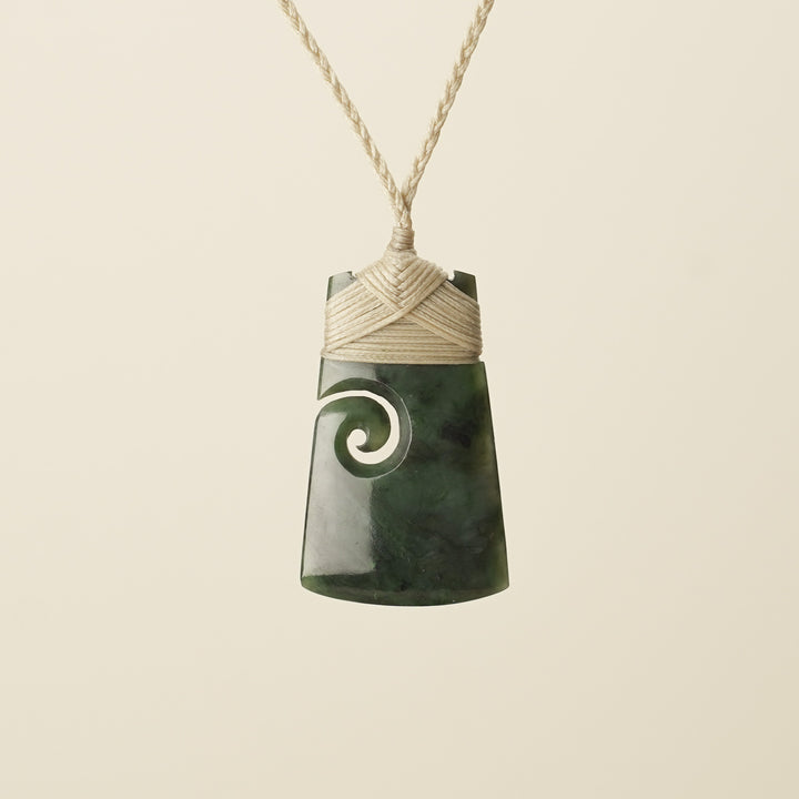 Toki with Koru Pounamu Medium, Tan Binding