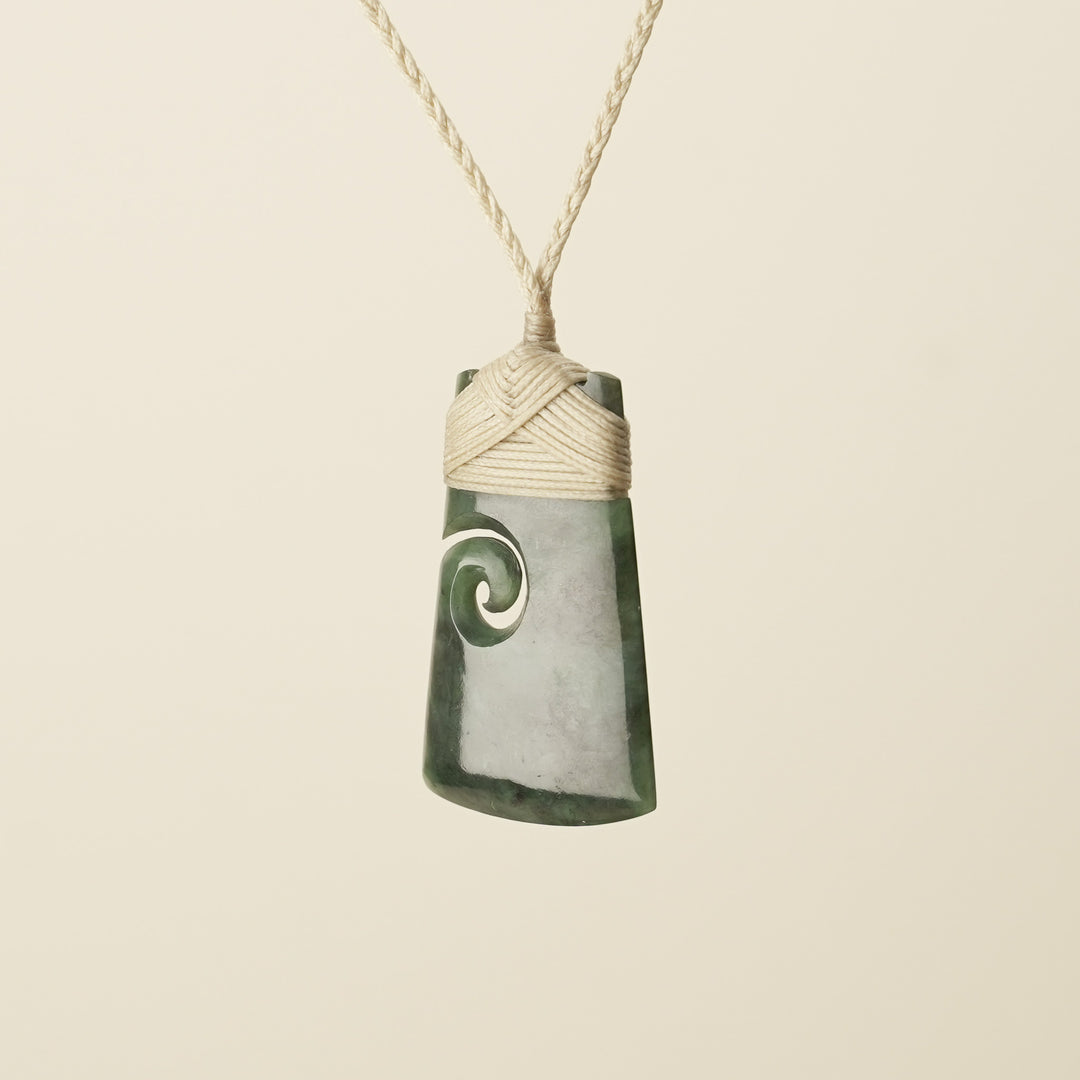 Toki with Koru Pounamu Medium, Tan Binding