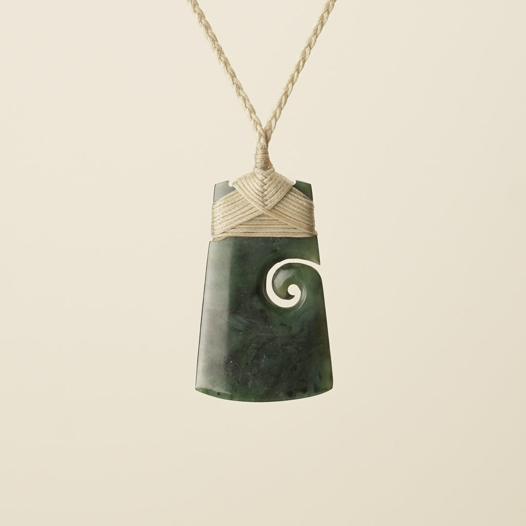 Toki with Koru Pounamu Medium, Tan Binding