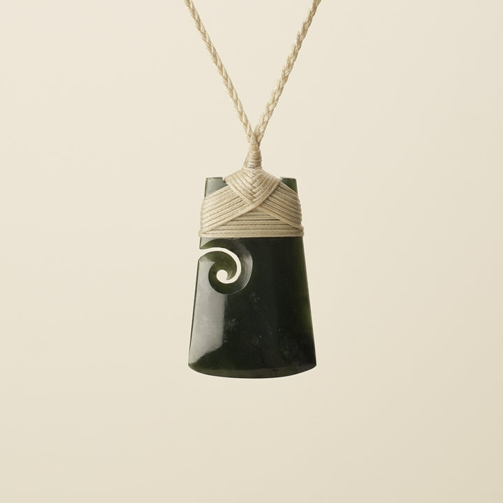 Toki with Koru Pounamu Medium, Tan Binding
