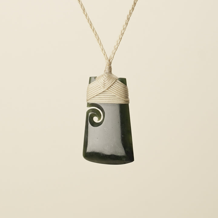 Toki with Koru Pounamu Medium, Tan Binding