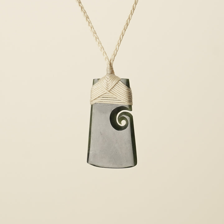 Toki with Koru Pounamu Medium, Tan Binding