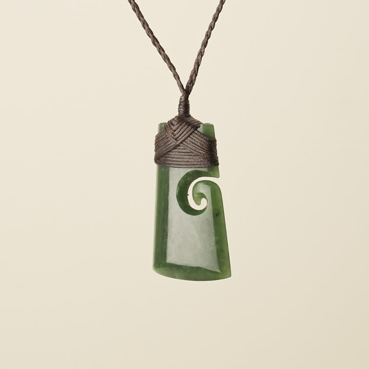 Toki with Koru Pounamu Medium, Brown Binding