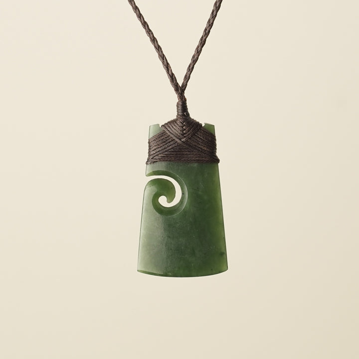 Toki with Koru Pounamu Medium, Brown Binding