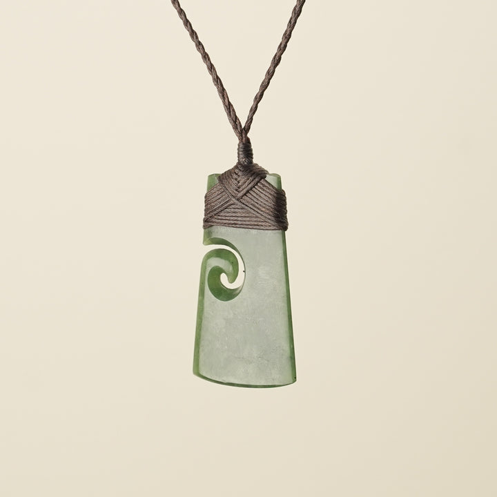 Toki with Koru Pounamu Medium, Brown Binding