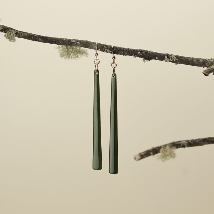 Kawakawa Pounamu Large Drop Earrings