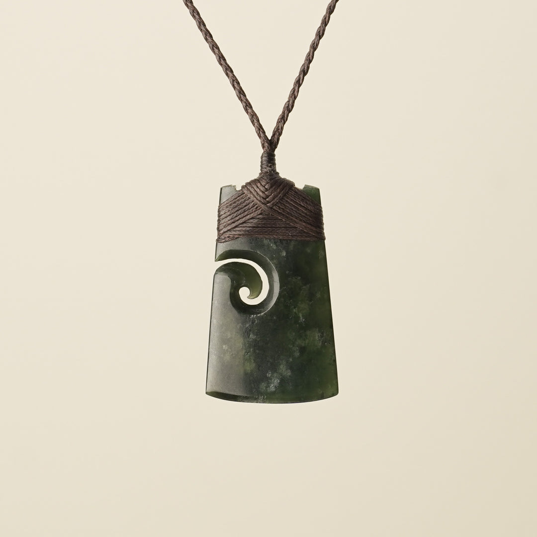 Toki with Koru Pounamu Medium, Brown Binding