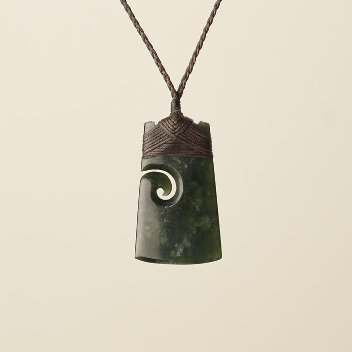 Toki with Koru Pounamu Medium, Brown Binding