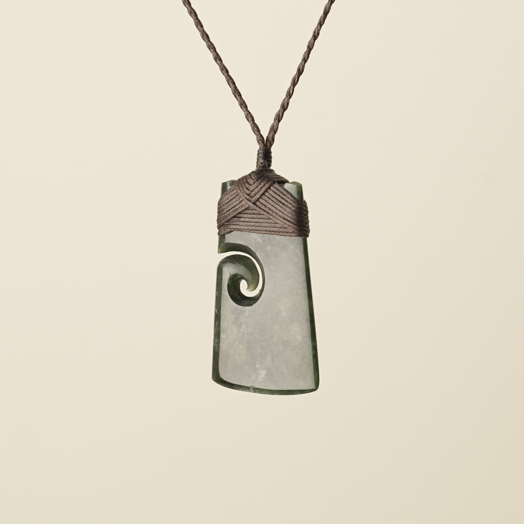 Toki with Koru Pounamu Medium, Brown Binding