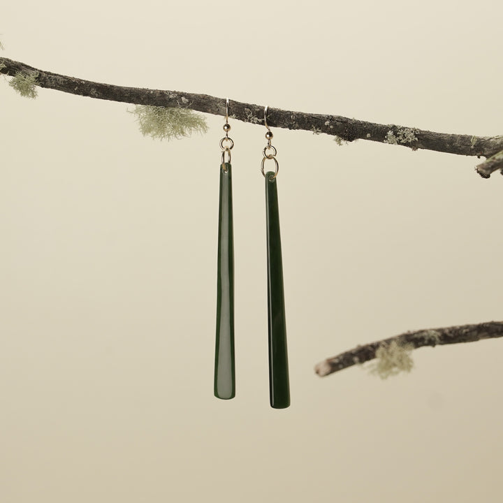 Kawakawa Pounamu Large Drop Earrings