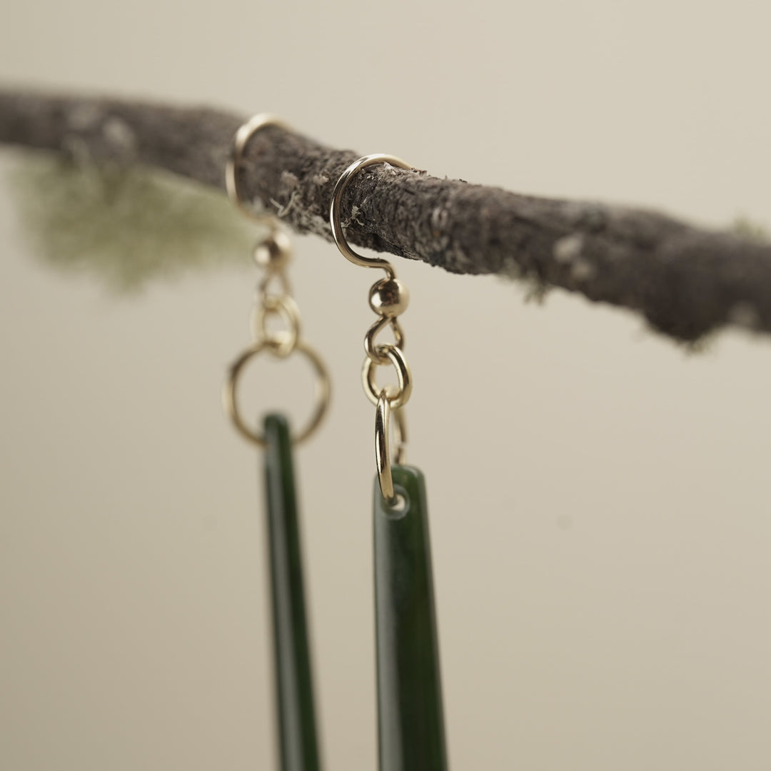 Kawakawa Pounamu Large Drop Earrings