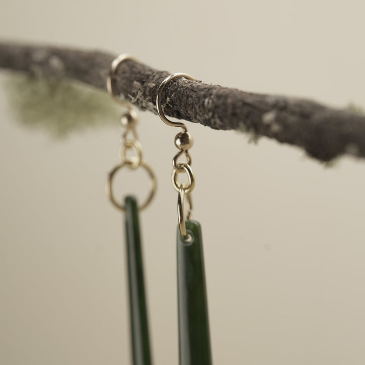 Kawakawa Pounamu Large Drop Earrings
