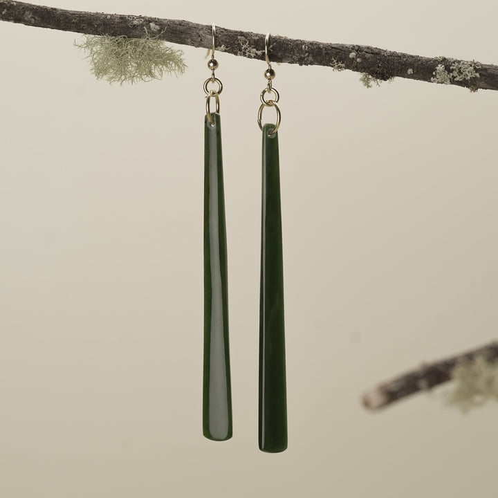 Kawakawa Pounamu Large Drop Earrings