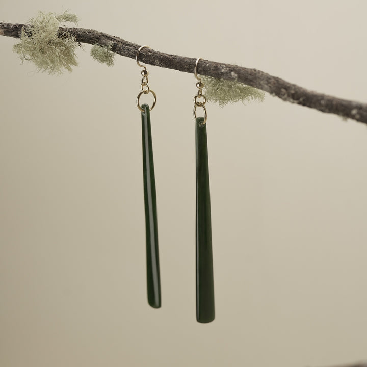 Kawakawa Pounamu Large Drop Earrings