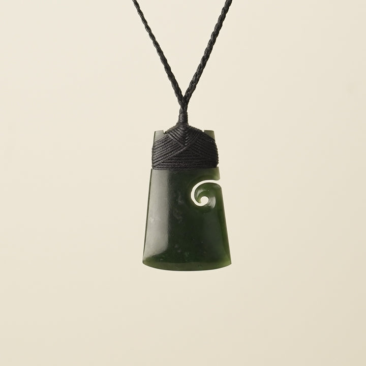 Toki with Koru Pounamu Medium, Black Binding