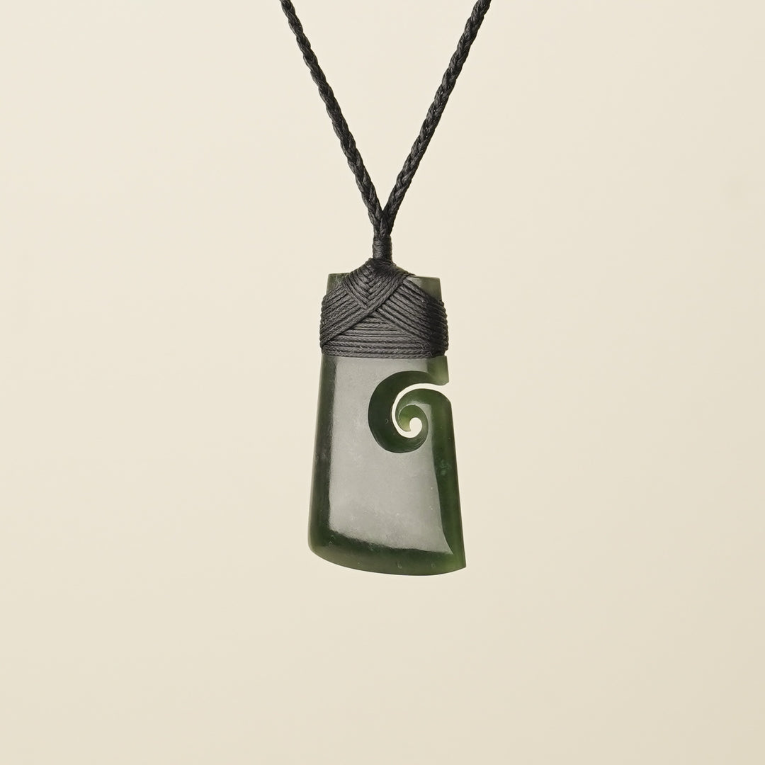 Toki with Koru Pounamu Medium, Black Binding
