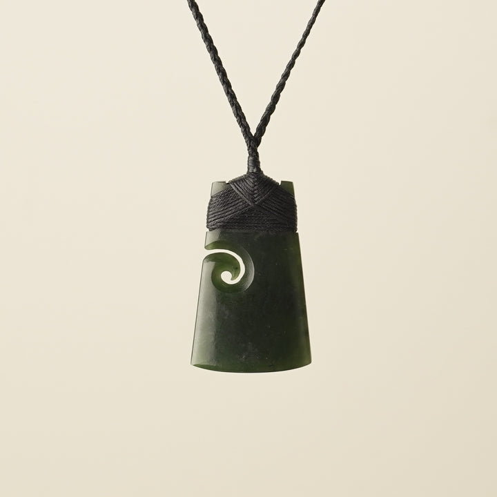 Toki with Koru Pounamu Medium, Black Binding