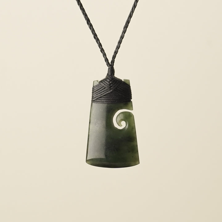 Toki with Koru Pounamu Medium, Black Binding