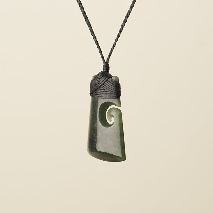 Toki with Koru Pounamu Medium, Black Binding