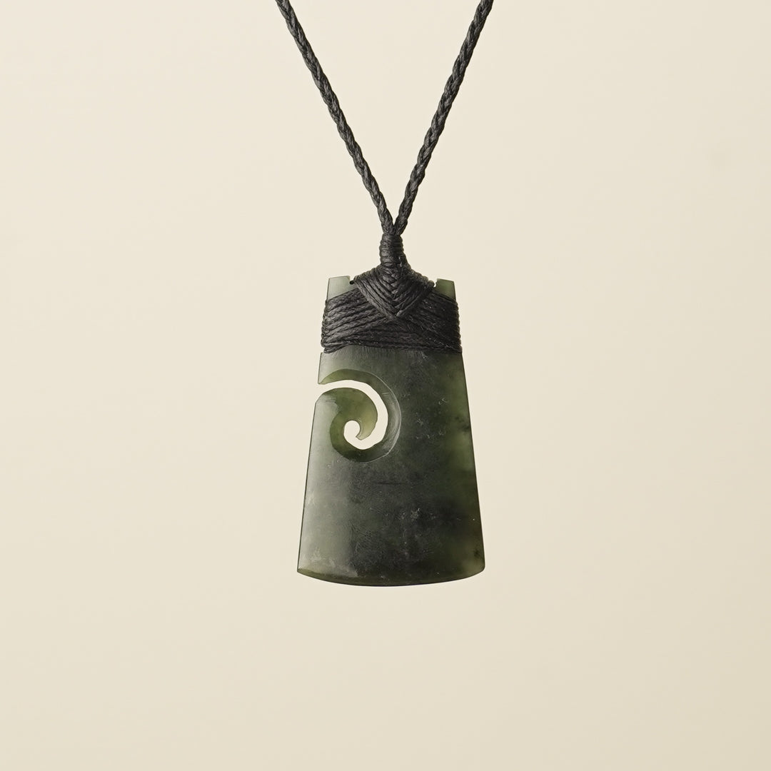 Toki with Koru Pounamu Medium, Black Binding