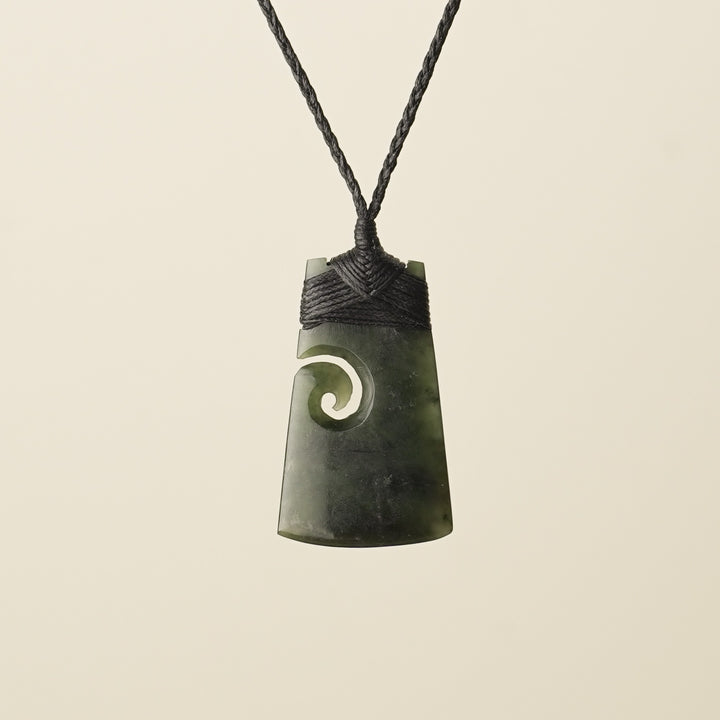 Toki with Koru Pounamu Medium, Black Binding