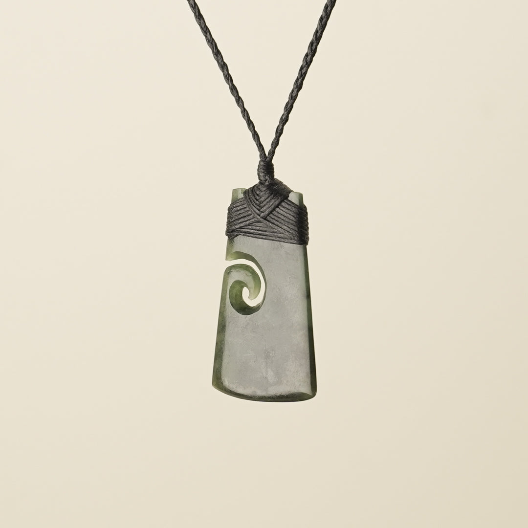 Toki with Koru Pounamu Medium, Black Binding