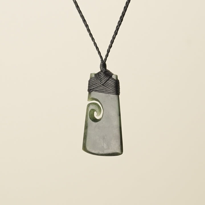 Toki with Koru Pounamu Medium, Black Binding
