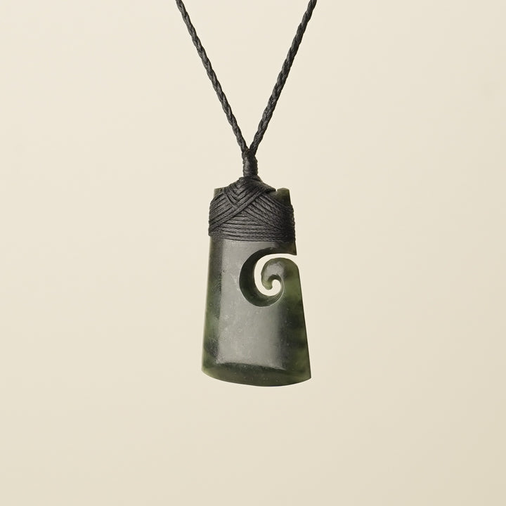 Toki with Koru Pounamu Medium, Black Binding