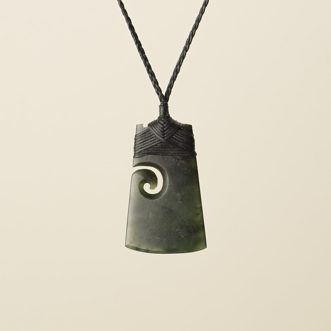 Toki with Koru Pounamu Medium, Black Binding