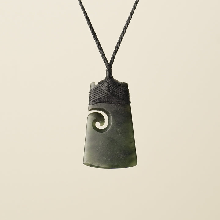 Toki with Koru Pounamu Medium, Black Binding